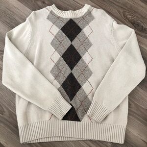 Dockers long sleeve cream Knit argyle sweater size medium
